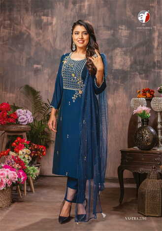 ANJU FABRICS VASTRA VOL 2 VISCOSE CHANDERI KURTI PANT WITH DUPATTA NEW COLLECTION 2023