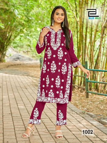 BLUE HILLS SUNBURN 2023 WHITE THREAD WORK KURTIS DISTRIBUTOR IN SURAT