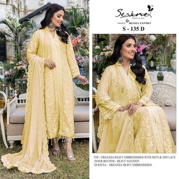 SERENE S 135 ORGANZA EMBROIDERY PAKISTANI SUITS NEW CATALOGUE