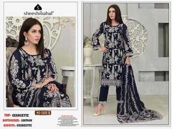 SHEESHMAHAL 1105 SERIES FOUX GEORGETTE PAKISTANI SUITS CATALOGUE