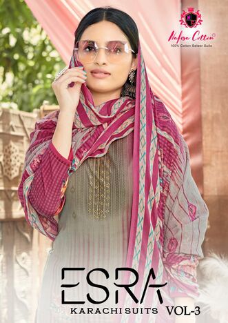 NAFISA COTTON ESRA KARACHI SUITS VOL 3 COTTON DIGITAL PRINT SUITS WHOLESALER