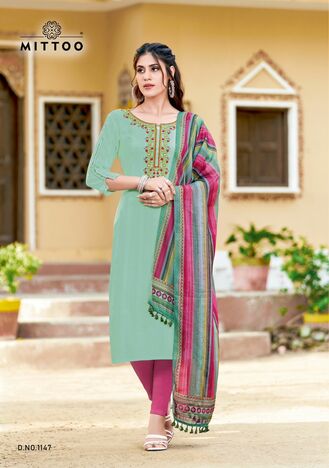 MITTOO KHWAISH RAYON TOP PANT WITH DUPATTA WHOLESALER SURAT