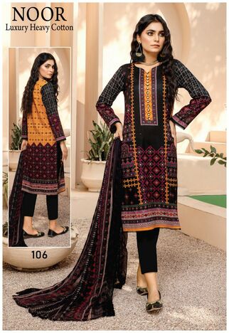 NOOR LUXURY HEAVY COTTON PAKISTANI SUITS BY SAADIA ASAD