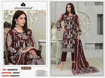 SHEESHMAHAL 1105 SERIES FOUX GEORGETTE PAKISTANI SUITS CATALOGUE