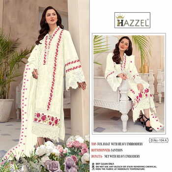 HAZZEL M 104 FOUX GEORGETTE PAKISTANI SUITS WHOLESALER