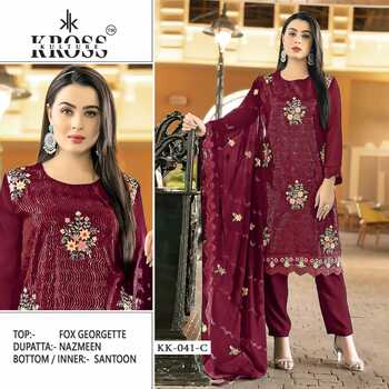 KROSS KULTURE KK 41 GEORGETTE EMBROIDERY PAKISTANI SUITS CATALOGUE