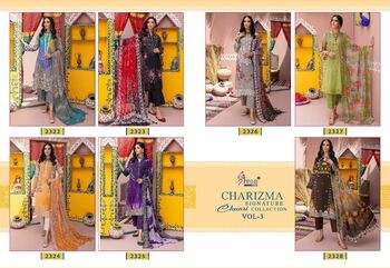 SHREE FABS CHARIZMA SIGNATURE CHUNRI COLLECTION VOL 3 2322 TO 2328 SERIES PAKISTANI SUITS