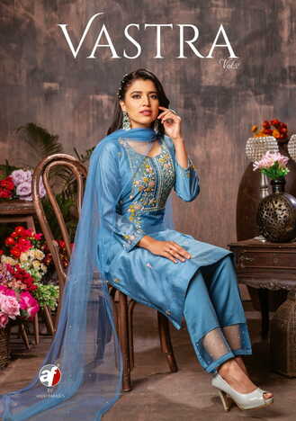 ANJU FABRICS VASTRA VOL 2 VISCOSE CHANDERI KURTI PANT WITH DUPATTA NEW COLLECTION 2023