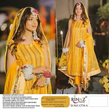 RINAZ FASHION  D NO 1274 COLOUR PAKISTANI SUITS BY WEDDING COLLECTION  2022