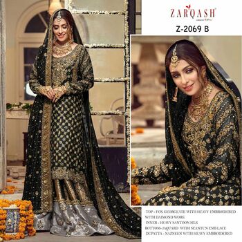 ZARQASH CRIMSON Z 2069 GEORGETTE PAKISTANI SUITS BY KHAYYIRA SUITS