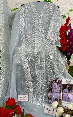 SERENE S 135 ORGANZA EMBROIDERY PAKISTANI SUITS NEW CATALOGUE