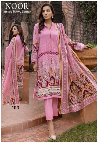 NOOR LUXURY HEAVY COTTON PAKISTANI SUITS BY SAADIA ASAD