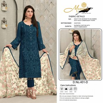 MUNISA 401 SERIES FOUX GEORGETTE PAKISTANI SUITS CATALOGUE