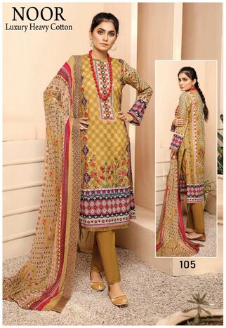 NOOR LUXURY HEAVY COTTON PAKISTANI SUITS BY SAADIA ASAD