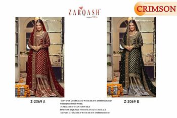 ZARQASH CRIMSON Z 2069 GEORGETTE PAKISTANI SUITS BY KHAYYIRA SUITS