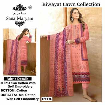 SANA MARYAM RIWAYAT LAWN COLLECTION EMBROIDERY KARACHI SUITS