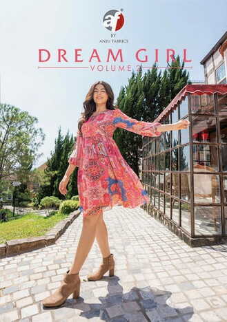 ANJU FABRICS DREAM GIRL VOL 2 CHINON HANDWORK PRINT TUNICS NEW CATALOGUE