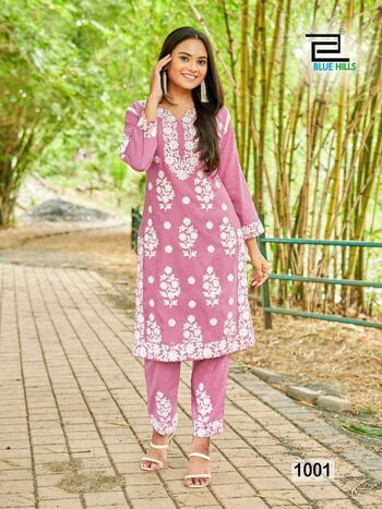 BLUE HILLS SUNBURN 2023 WHITE THREAD WORK KURTIS DISTRIBUTOR IN SURAT