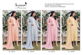 SERENE S 135 ORGANZA EMBROIDERY PAKISTANI SUITS NEW CATALOGUE