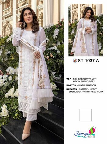 SANIYA TRENDZ D NO 1037A COLOUR EDDITION PAKISTANI SUITS