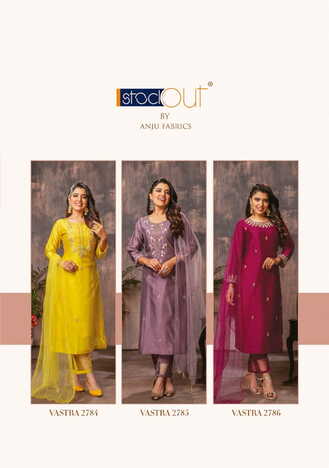 ANJU FABRICS VASTRA VOL 2 VISCOSE CHANDERI KURTI PANT WITH DUPATTA NEW COLLECTION 2023