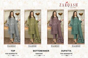 ZARQASH Z 3010 FOUX GEORGETTE KHATLI WORK PAKISTANI SUITS SURAT