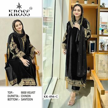 KROSS KULTURE 56 SERIES VELVET EMBROIDERY PAKISTANI SUITS 