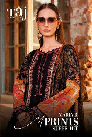 TAJ CREATIONS MARIA B MPRINTS SUPER HIT COTTON PAKISTANI SUITS SURAT