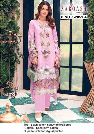 ZARQASH ROUCHE VOL 3 2051A TO 2051D PAKISTANI SUITS WHOLESALER SURAT