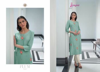 PSYNA PLUM RAYON EMBROIDERY HANDWORK KURTIS SUPPLIER SURAT