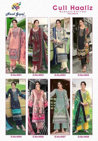 NAND GOPAL GULL HAAFIZ VOL 4 KARACHI COTTON SUITS WHOLESALER JETPUR