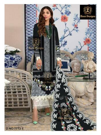 ZIAAZ DESIGNS 7773E CAMBRIC COTTON SETI STITCHED SUITS