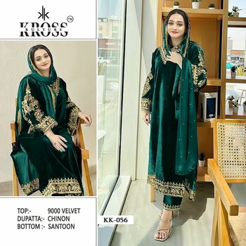 KROSS KULTURE 56 SERIES VELVET EMBROIDERY PAKISTANI SUITS 