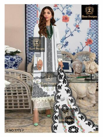 ZIAAZ DESIGNS 7773E CAMBRIC COTTON SETI STITCHED SUITS