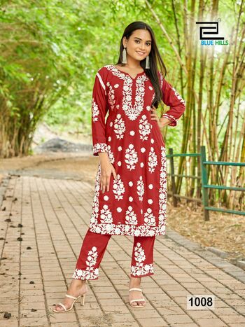 BLUE HILLS SUNBURN 2023 WHITE THREAD WORK KURTIS DISTRIBUTOR IN SURAT