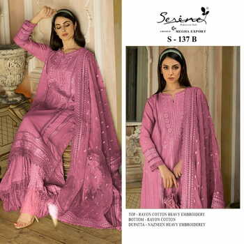 SERENE S 137 RAYON COTTON EMBROIDERY PAKISTANI SUITS CATALOGUE