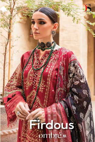 DEEPSY SUITS FIRDOUS OMBRE NX COTTON EMBROIDERY PAKISTANI SUITS SURAT