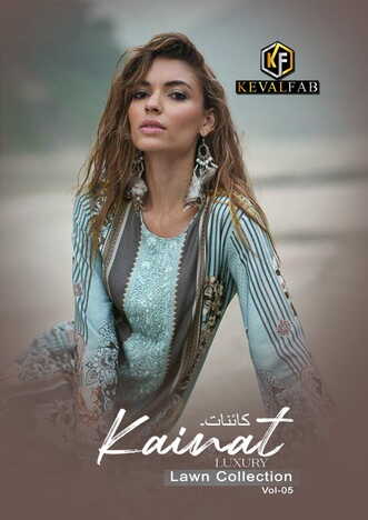 KEVAL FAB KAINAT VOL 5 LUXURY LAWN KARACHI SUITS CATALOGUE