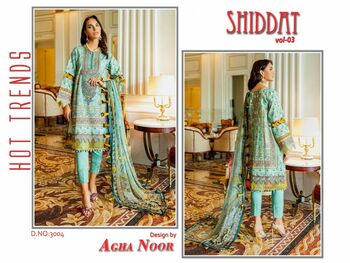 AGHA NOOR SHIDDAT VOL 3 SELF EMBROIDERY COTTON KARACHI SUITS