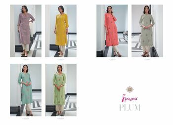 PSYNA PLUM RAYON EMBROIDERY HANDWORK KURTIS SUPPLIER SURAT