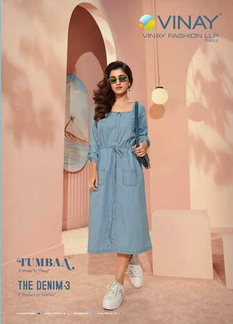 VINAY TUMBAA THE DENIM VOL 3 LATEST DENIM WITH BELT KURTIS COLLECTION 2023