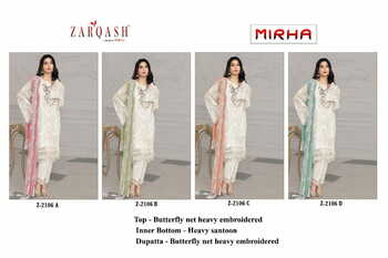 ZARQASH MIRHA Z 2106 PAKISTANI SALWAR KAMEEZ CATALOGUE 2022