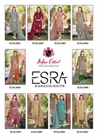 NAFISA COTTON ESRA KARACHI SUITS VOL 3 COTTON DIGITAL PRINT SUITS WHOLESALER