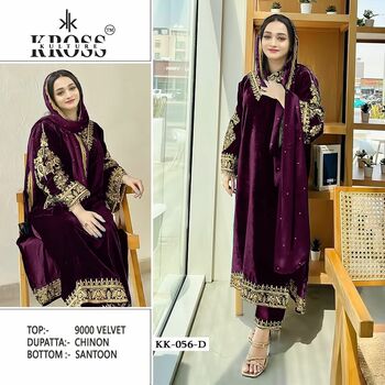 KROSS KULTURE 56 SERIES VELVET EMBROIDERY PAKISTANI SUITS 