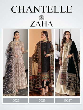 ZAHA CHANTEELLE GEORGETTE PAKISTANI SUITS LATEST CATALOGUE