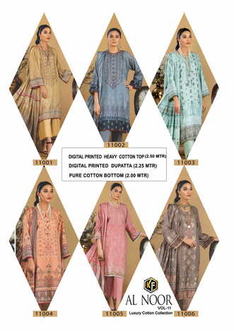 KEVAL FAB AL NOOR VOL 11 LUXURY COTTON PRINT KARACHI SUITS LATEST CATALOGUE