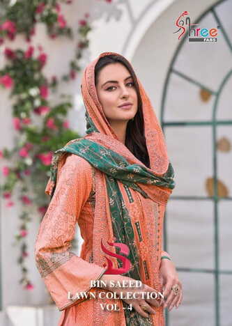 SHREE FABS BIN SAEED LAWN COLLECTION VOL 4 4001 TO 4006 SERIES PAKISTANI SUITS