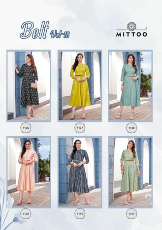 MITTOO BELT VOL 13 RAYON PRINTED KURTIS MANUFACTURER SURAT