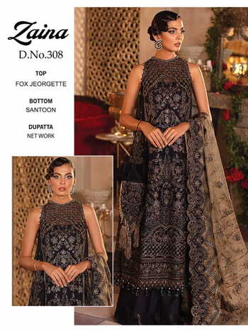 ZAINA VOL 12 DN 306 TO DN 309 PAKISTANI GEORGETTE SALWAR KAMEEZ CATALOGUE