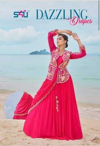 S4U DAZZLING DRAPES LYCRA IMPORTED FABRIC SAREES LATEST CATALOGUE 2023